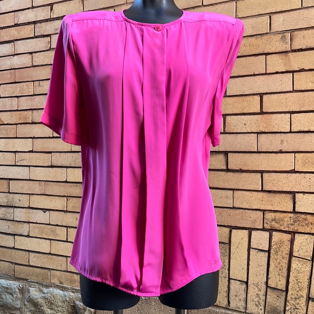 Vintage PETERS & ASHLEY hot pink short sleeves blouse Size 6